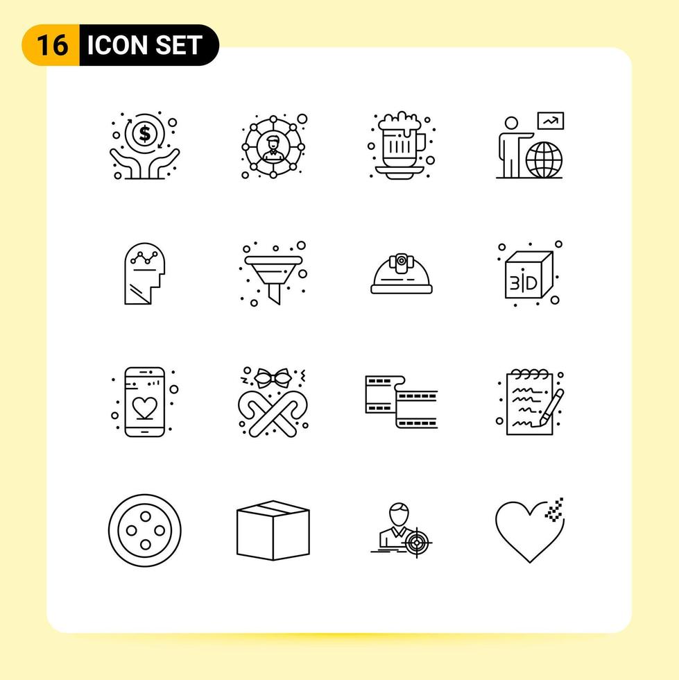 Universal Icon Symbols Group of 16 Modern Outlines of user arrow coffee user man Editable Vector Design Elements