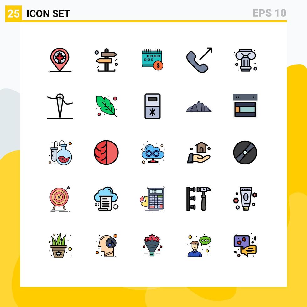 25 Universal Filled line Flat Color Signs Symbols of art mobile banking incoming economic Editable Vector Design Elements