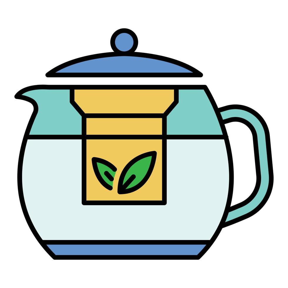 Transparent teapot icon color outline vector