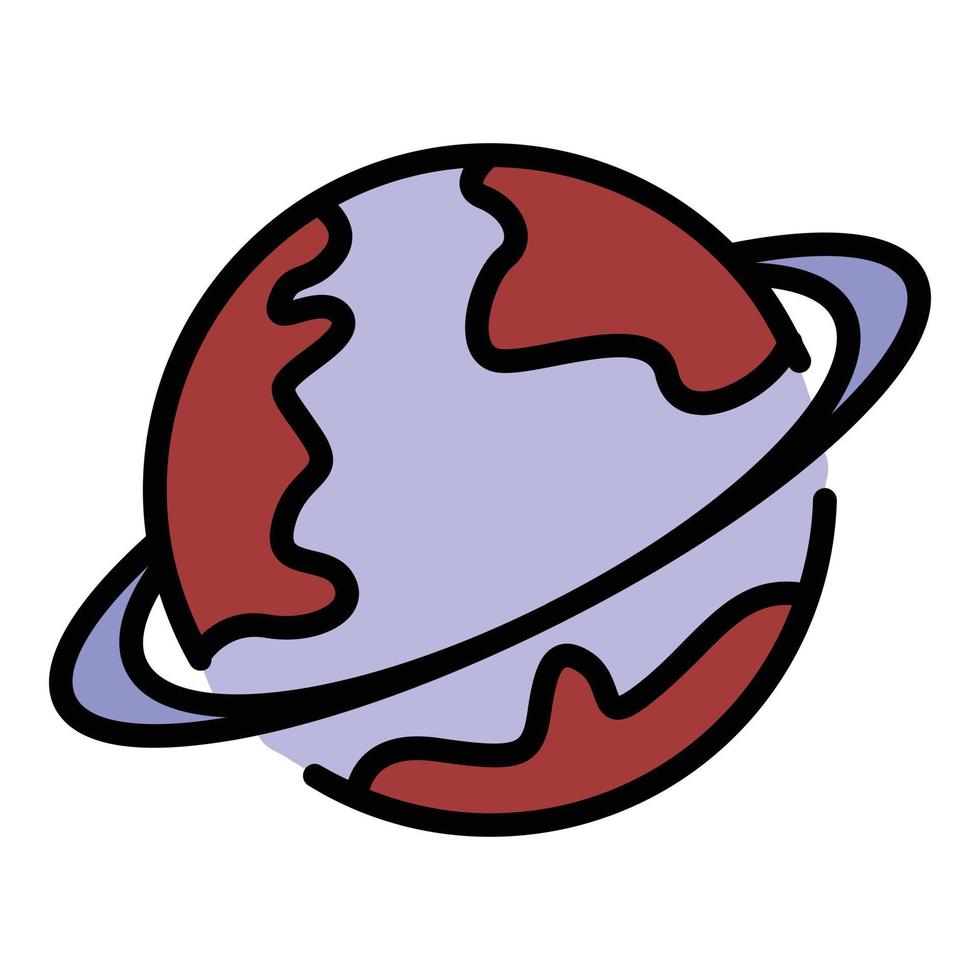 vector de contorno de color de icono de planeta urano