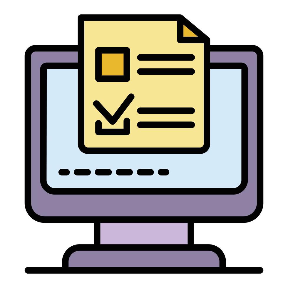 Online monitor vote icon color outline vector