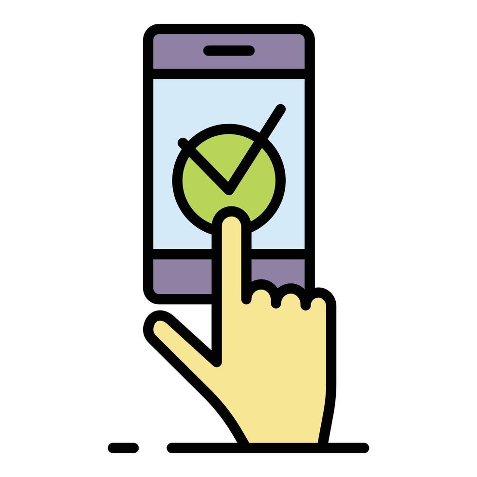 Smartphone vote check mark icon color outline vector