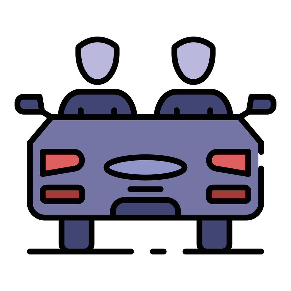 vector de contorno de color de icono de coche de conducción de personas