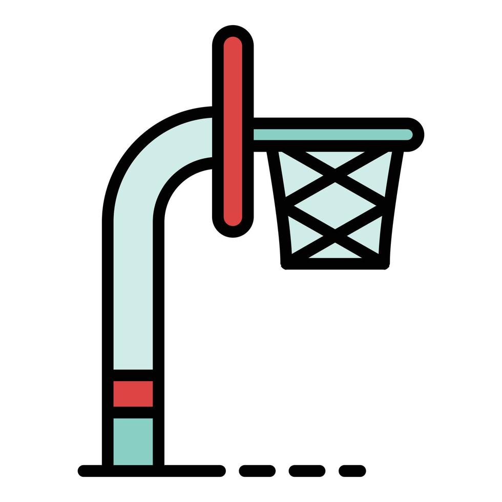 vector de contorno de color de icono de torre de baloncesto