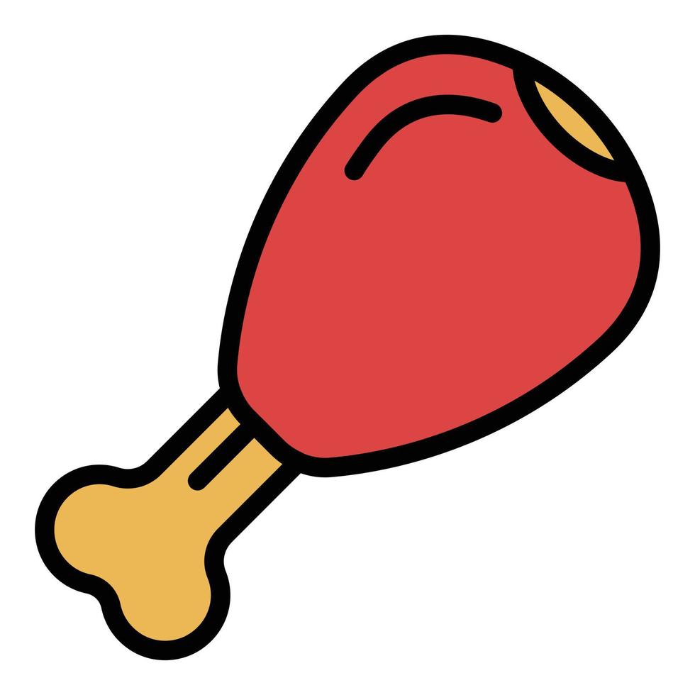 Chicken drumstick icon color outline vector