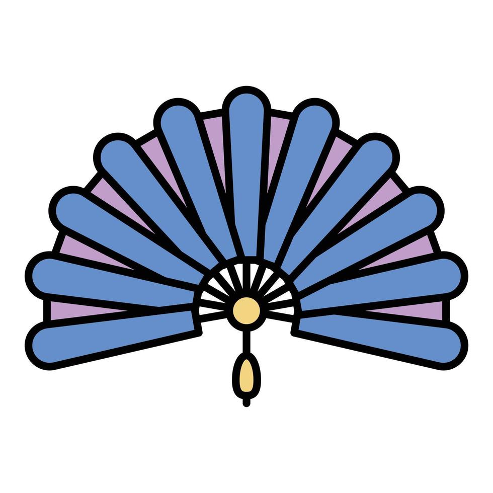 Foldable hand fan icon color outline vector
