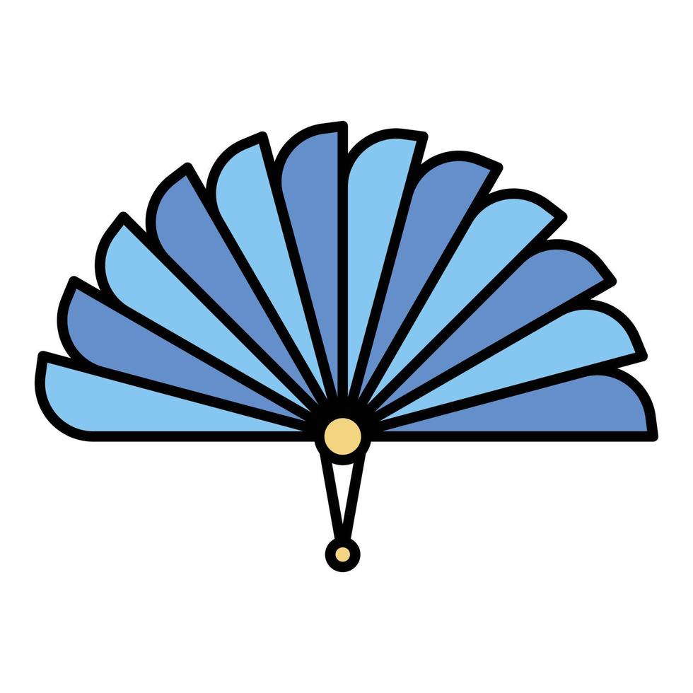 Asian handheld fan icon color outline vector