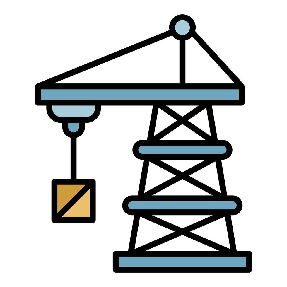 Port crane icon color outline vector