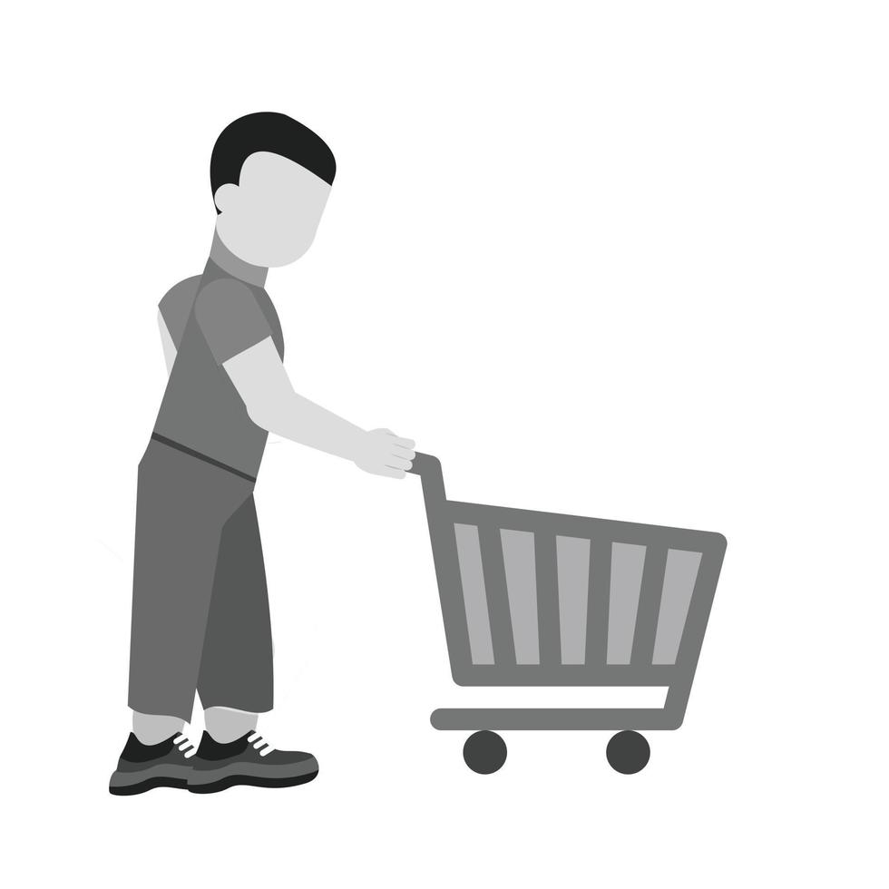 Holding cart Flat Greyscale Icon vector