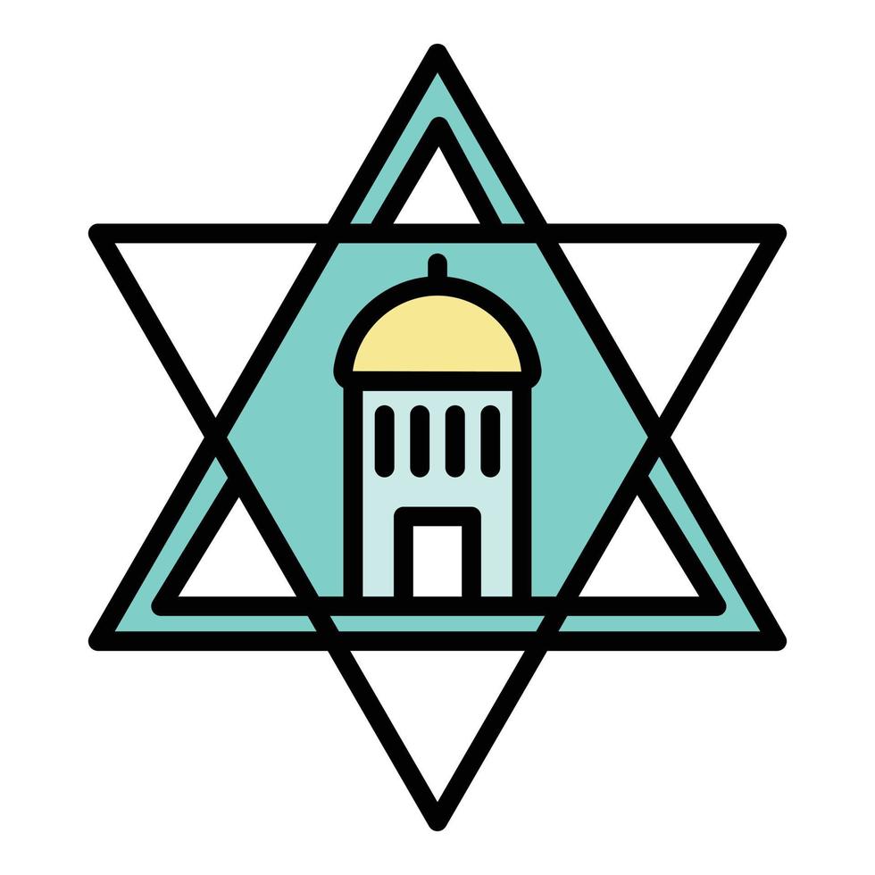 Jewish temple star icon color outline vector