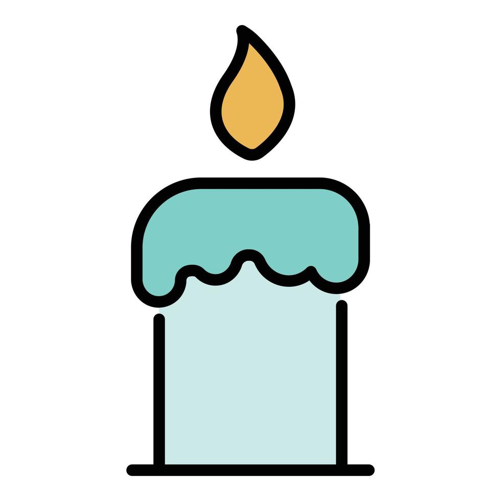 Burning candle icon color outline vector