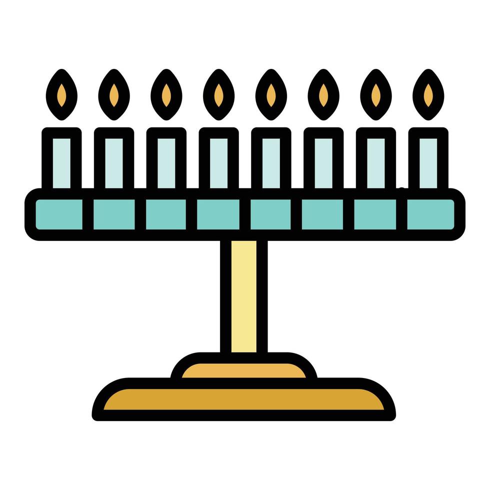 Candle jewish stand icon color outline vector