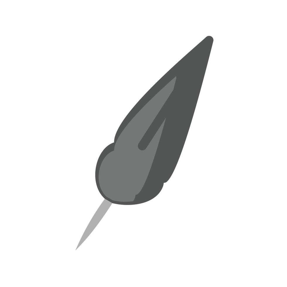 icono de pluma plana en escala de grises vector