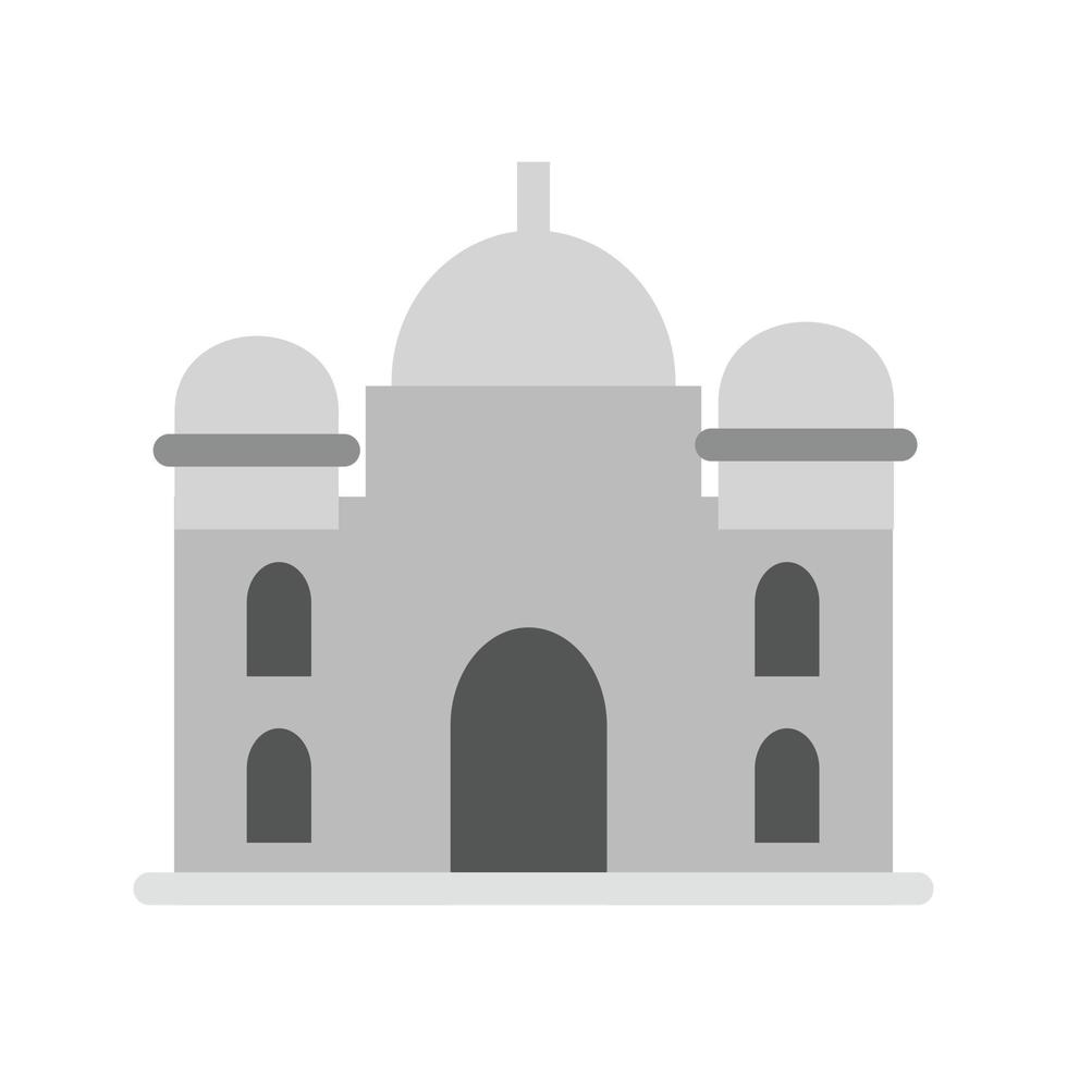 Taj Mahal Flat Greyscale Icon vector