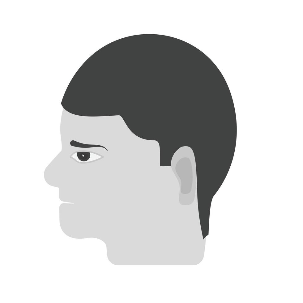 Human Face Flat Greyscale Icon vector