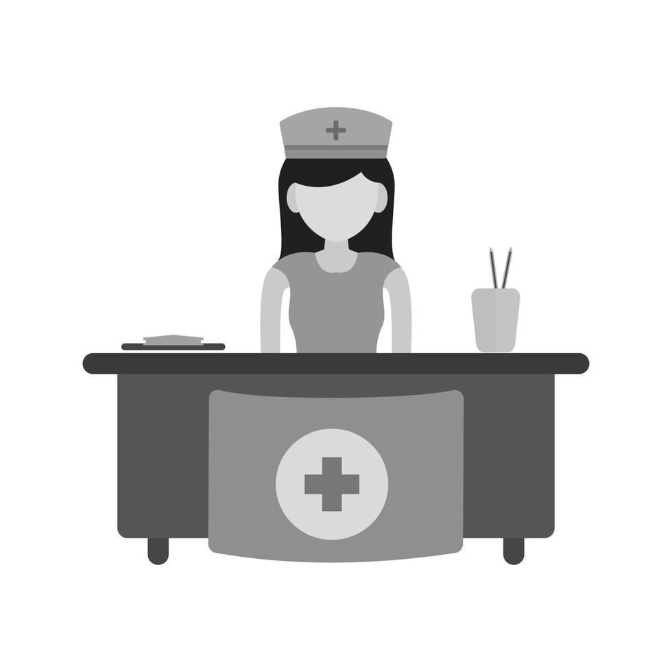 Hospital Reception Flat Greyscale Icon vector