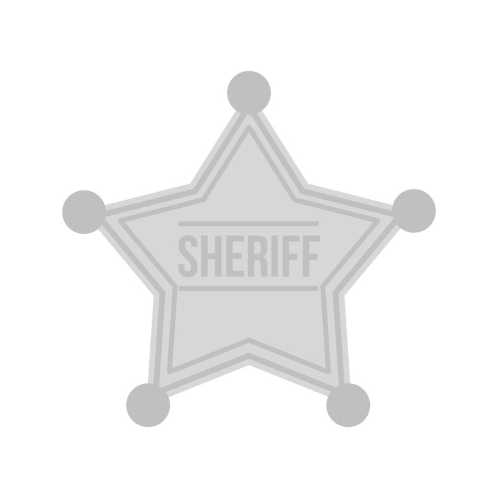 insignia de sheriff icono plano en escala de grises vector