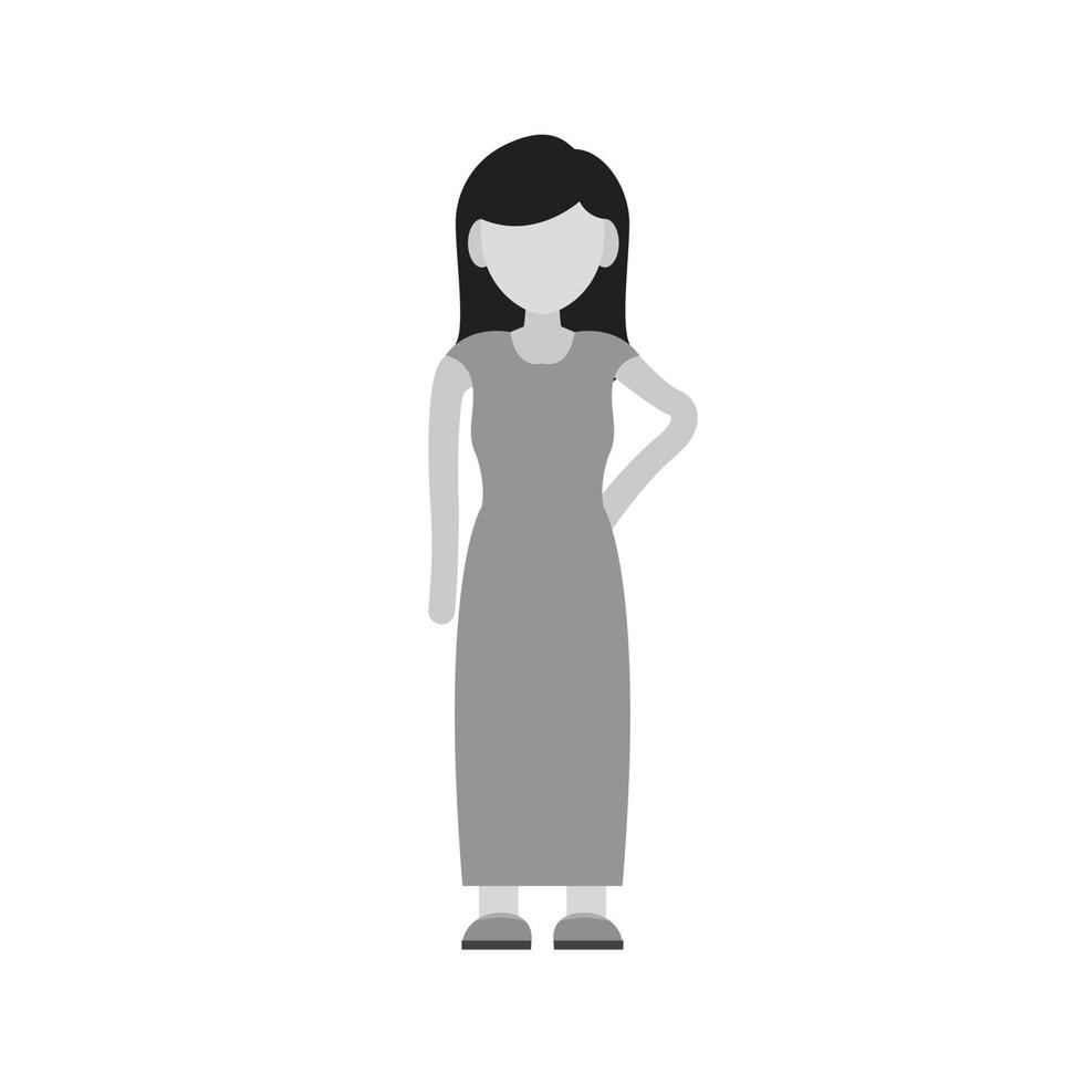 Female Patient Flat Greyscale Icon vector