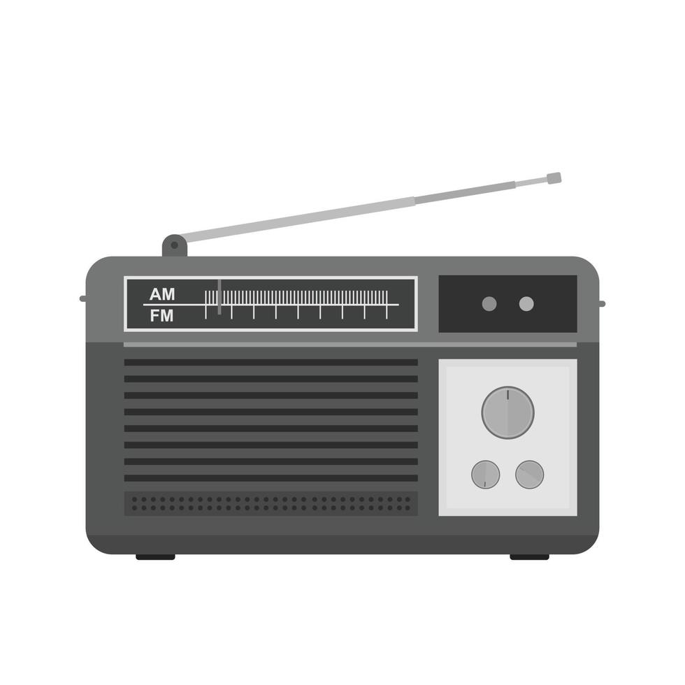 icono de escala de grises plana de radio antigua vector