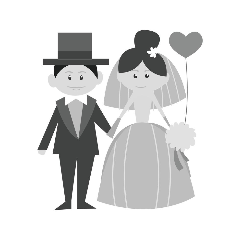 Bride and Groom Flat Greyscale Icon vector