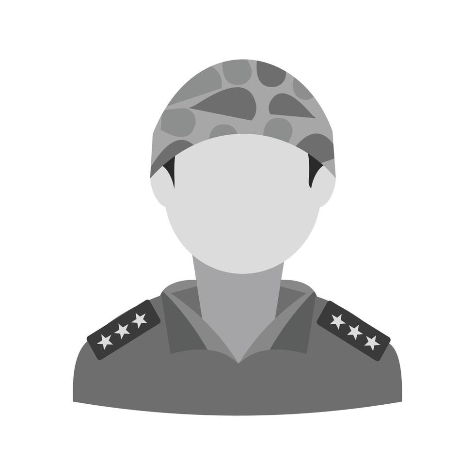 icono de soldado plano en escala de grises vector