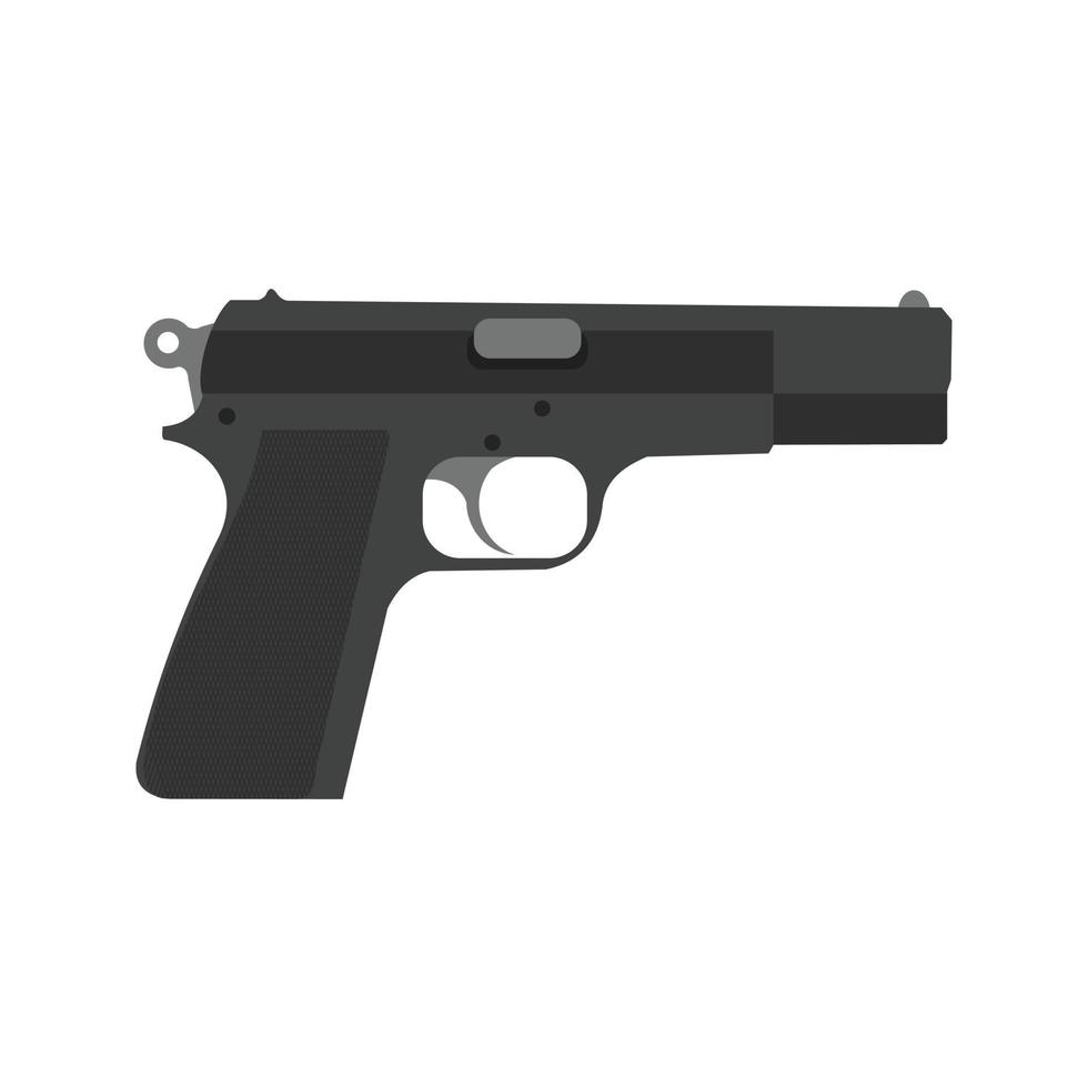 icono de pistola plana en escala de grises vector