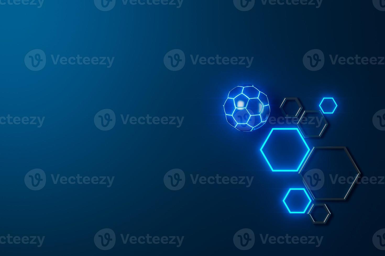 3d football object design. realistic rendering. abstract futuristic background. 3d illustration. motion geometry concept. sport competition graphic. tournament game bet content. soccer ball element. photo