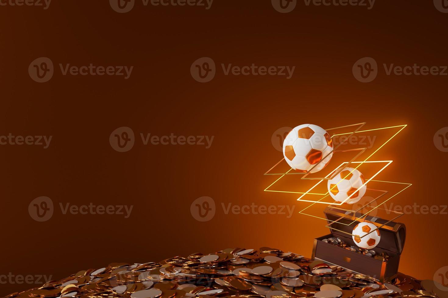 3d football object design. realistic rendering. abstract futuristic background. 3d illustration. motion geometry concept. sport competition graphic. tournament game bet content. soccer ball element. photo