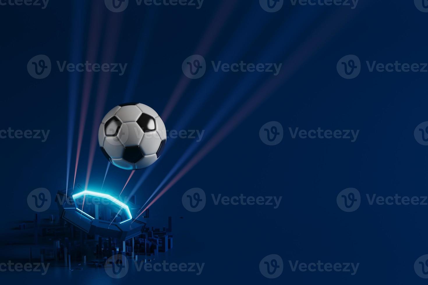 3d football object design. realistic rendering. abstract futuristic background. 3d illustration. motion geometry concept. sport competition graphic. tournament game bet content. soccer ball element. photo