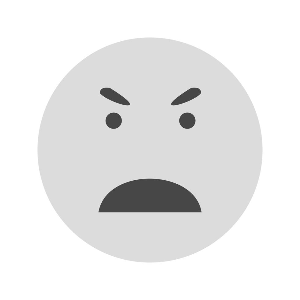 Angry Face Flat Greyscale Icon vector
