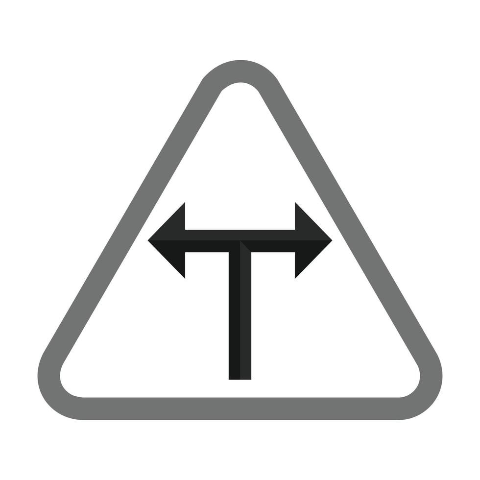 T - Intersection Flat Greyscale Icon vector