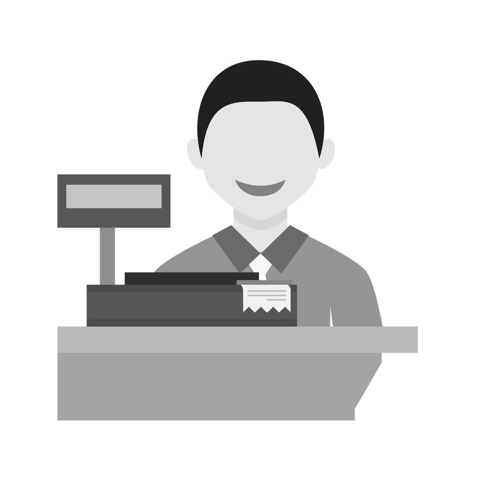 Cashier Flat Greyscale Icon vector