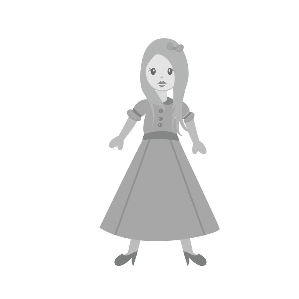 Barbie Doll Flat Greyscale Icon vector