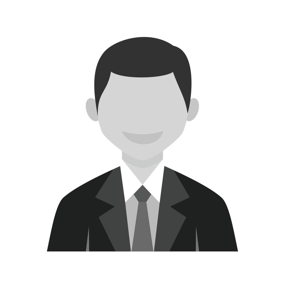 hombre de negocios icono plano en escala de grises vector