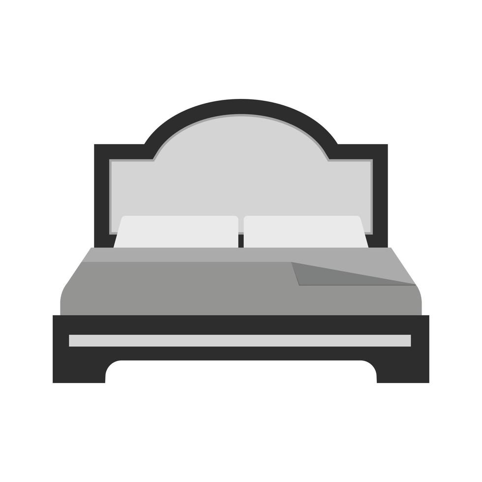 cama doble i icono plano en escala de grises vector