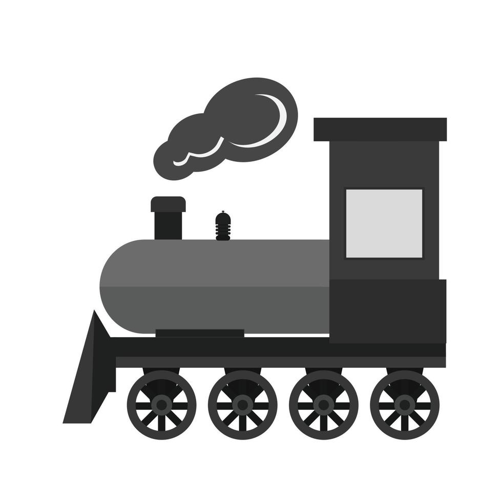 tren de vapor icono plano en escala de grises vector
