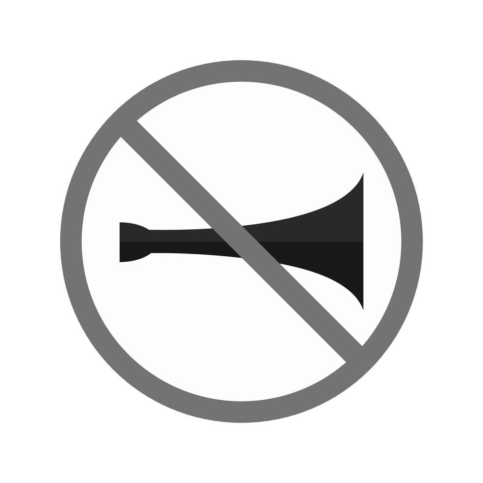 No horn zone Flat Greyscale Icon vector