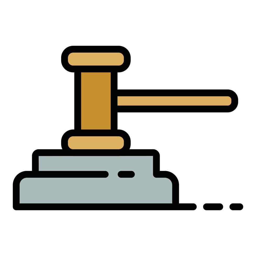 Judge gavel icon color outline vector