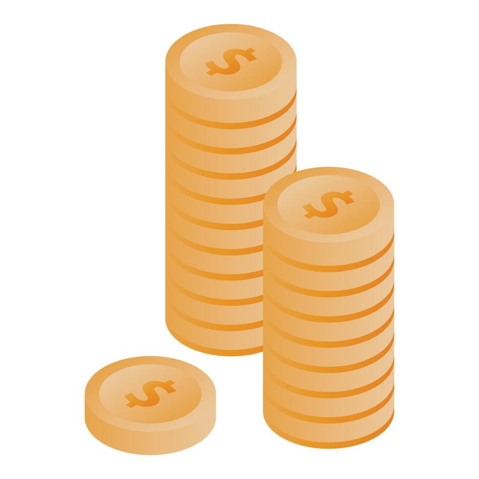 Gold coins icon, isometric style vector