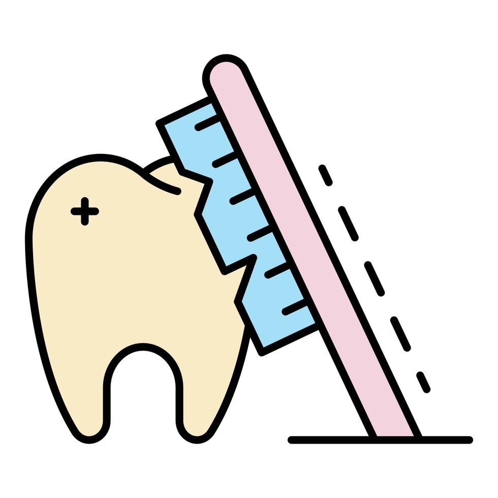 Toothbrush clean tooth icon color outline vector