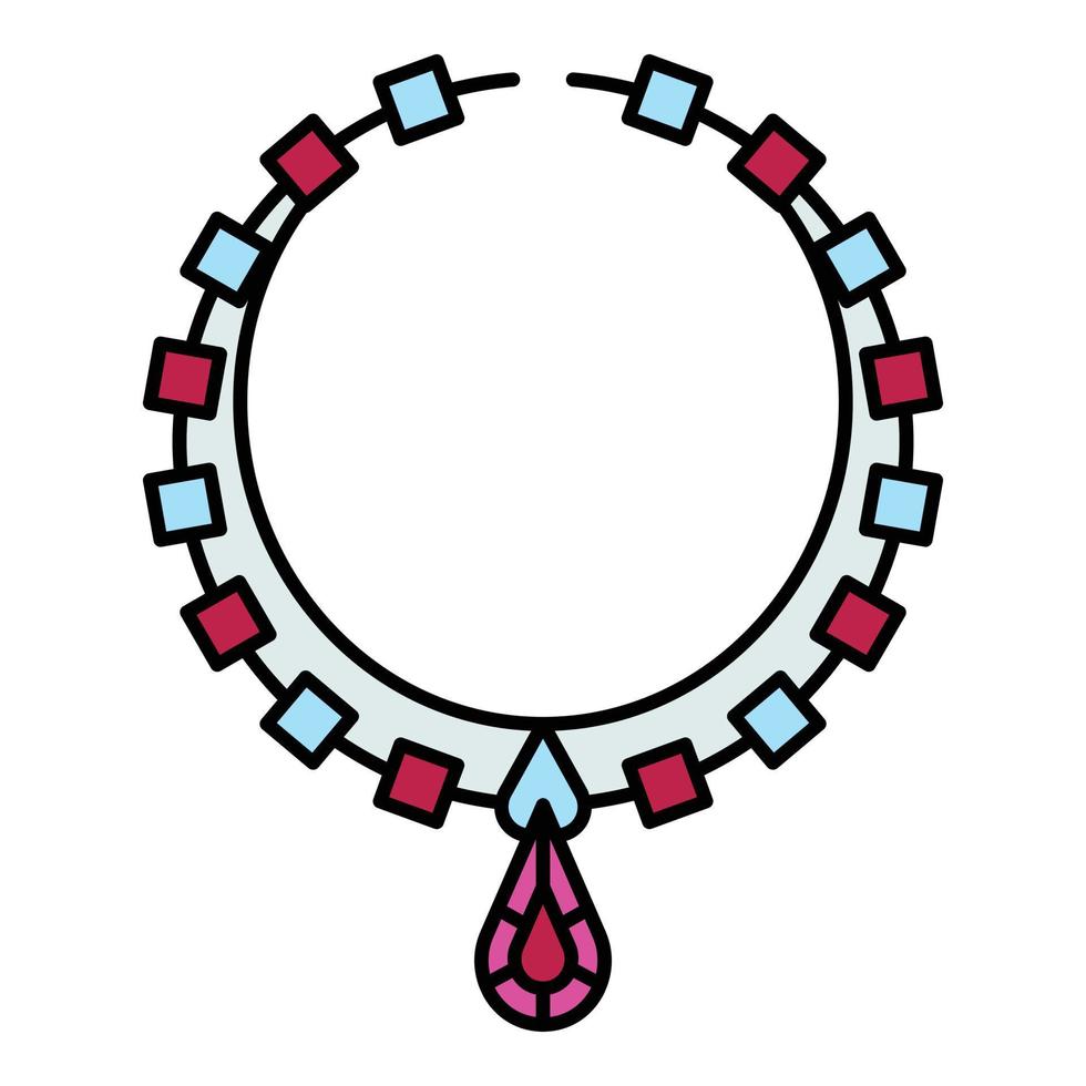 vector de contorno de color de icono de joyería de collar