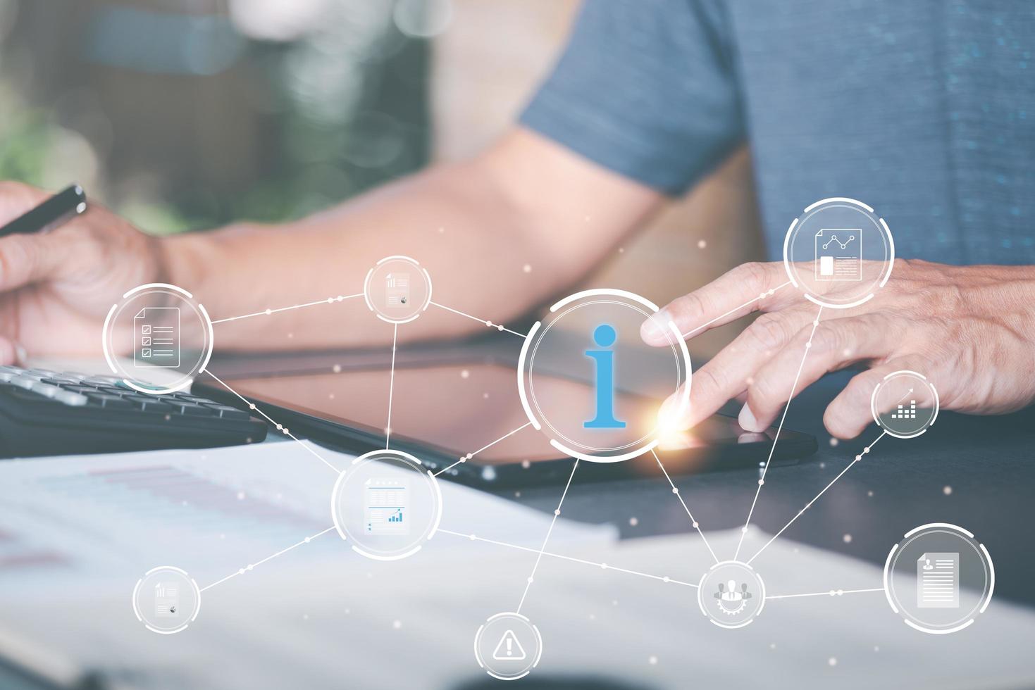 information concept,business information system management ,Document analysis and search,business finance analysis ,data exchange and storage with internet cloud technology,a man working on tablet photo