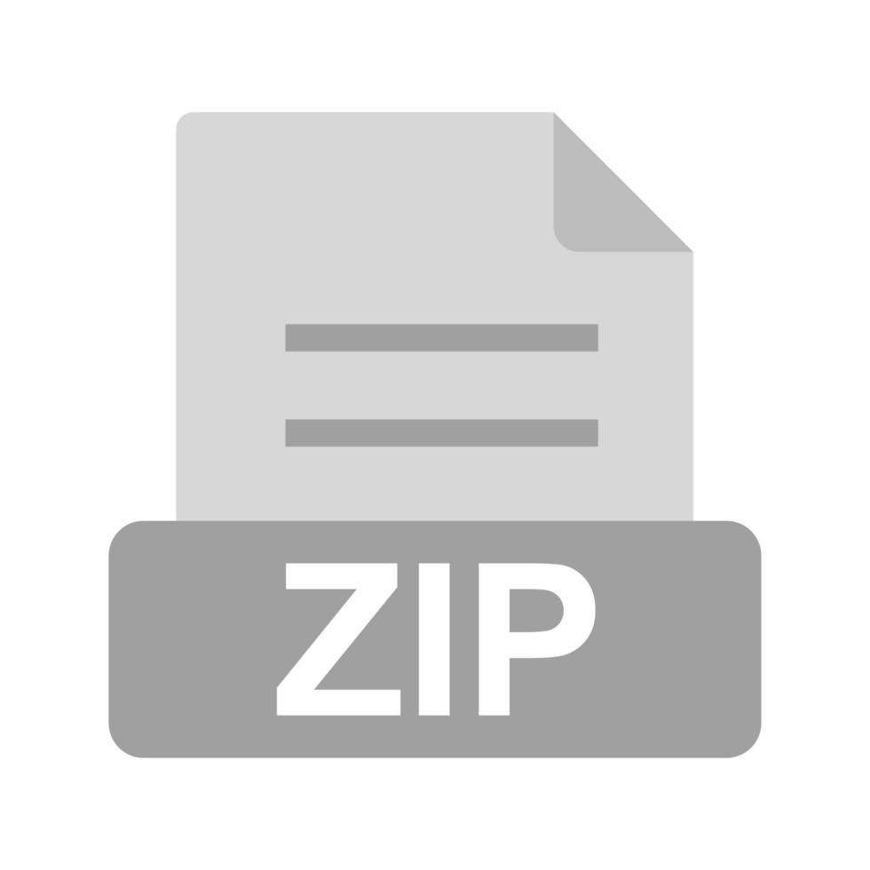 zip plano icono en escala de grises vector