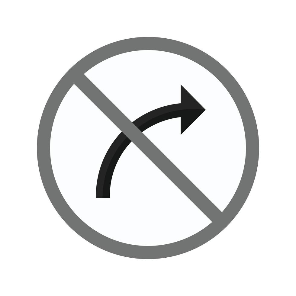 No right turn Flat Greyscale Icon vector
