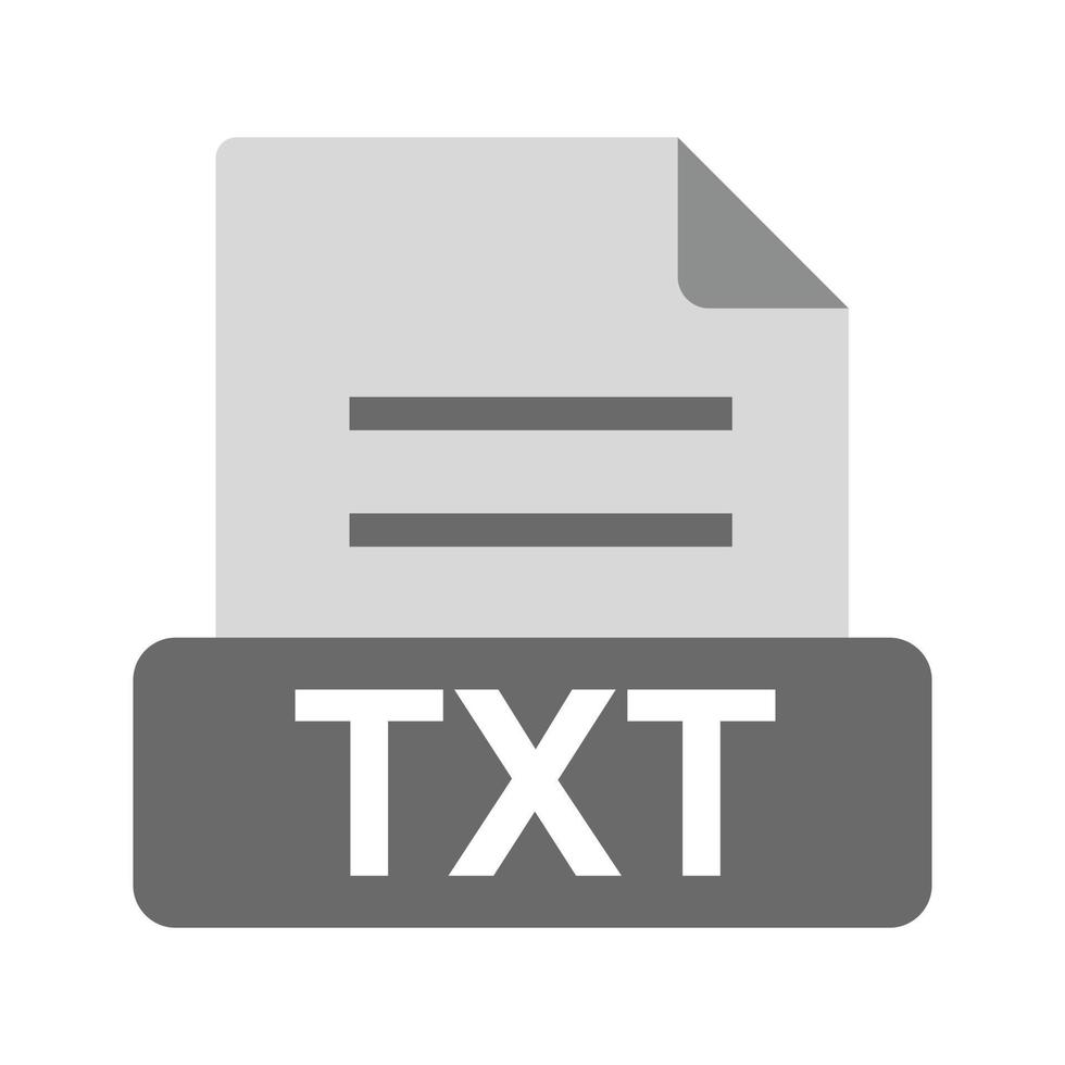 icono de txt plano en escala de grises vector