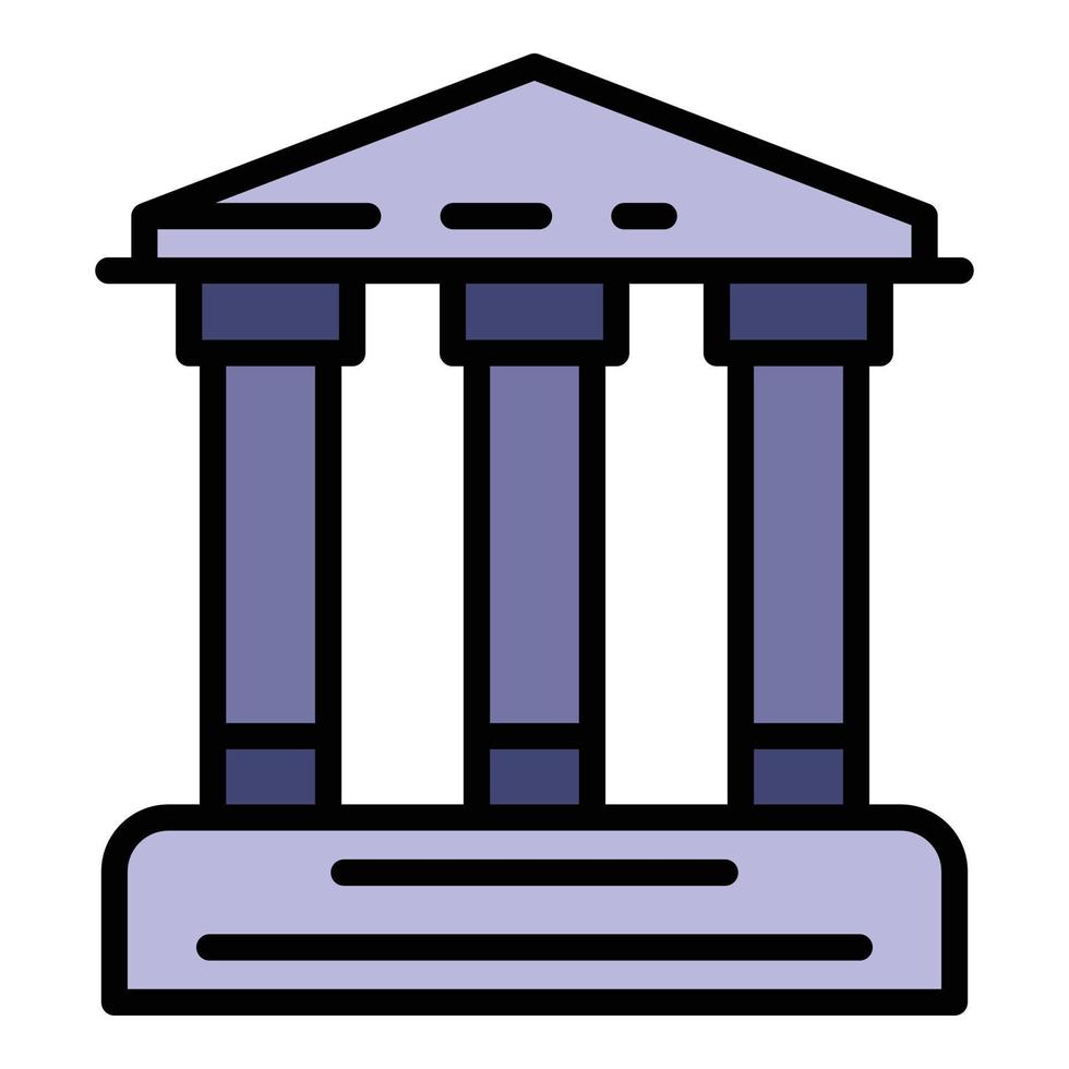 Bank building icon color outline vector