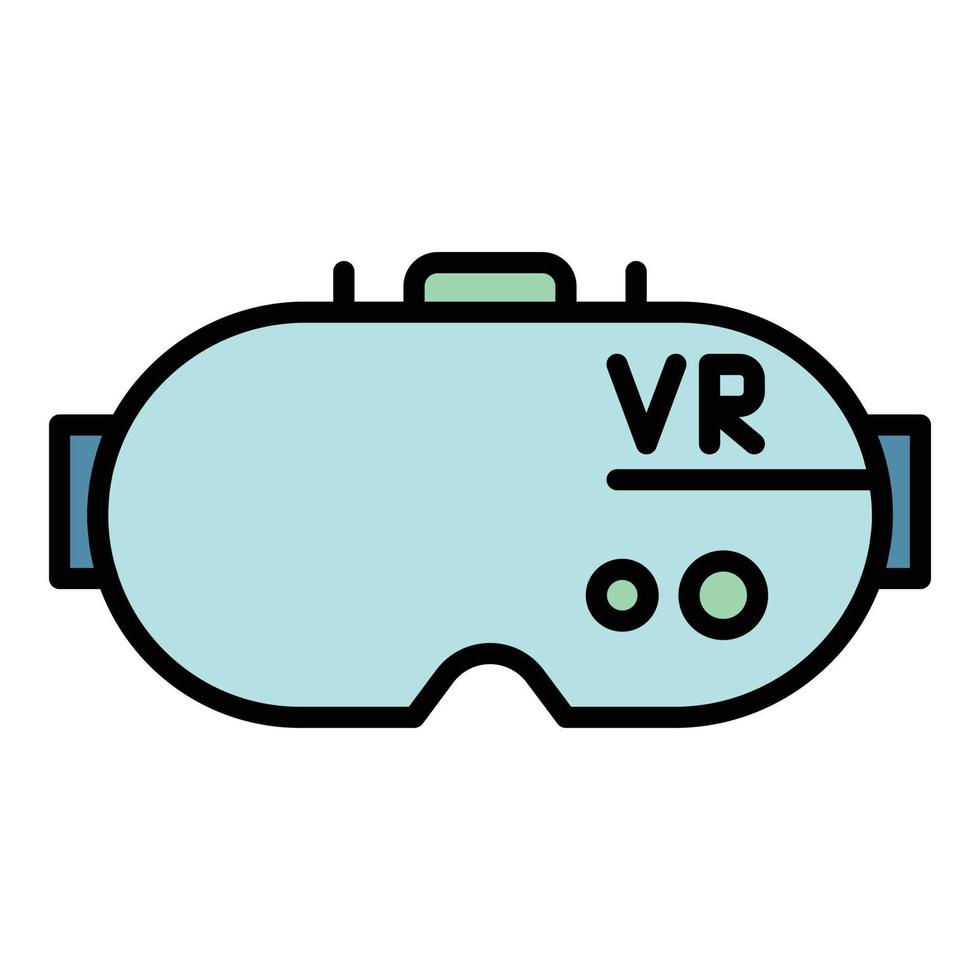 Vr helmet icon color outline vector