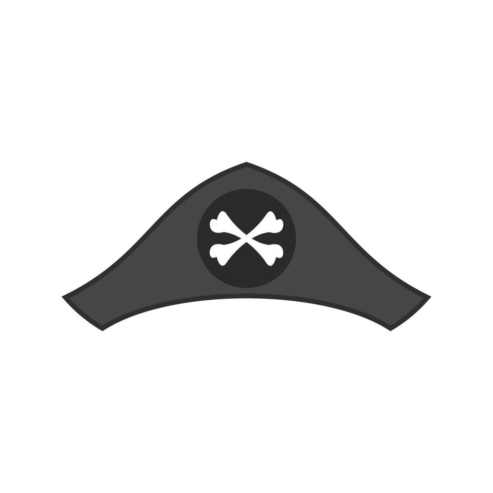 Pirate Hat II Flat Greyscale Icon vector