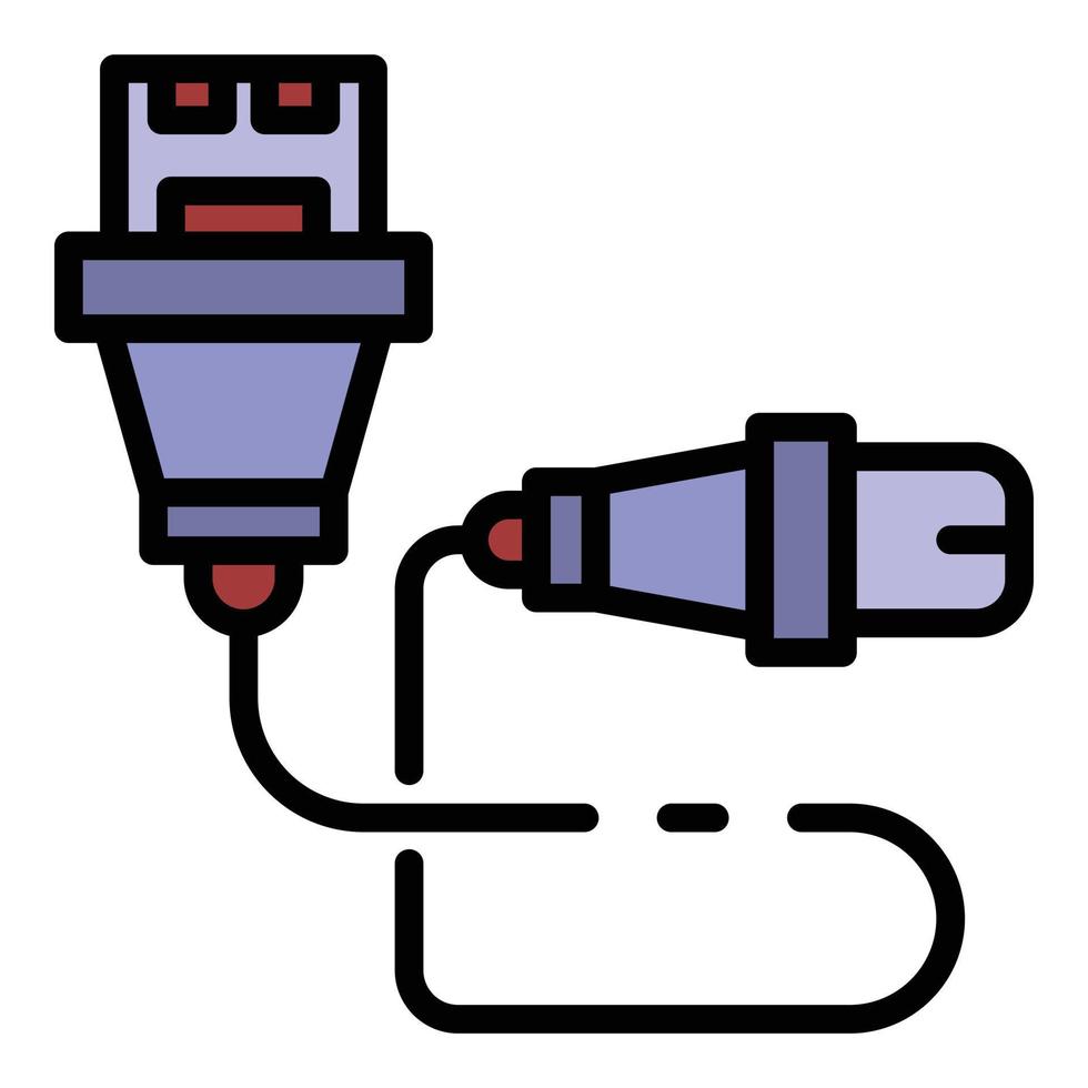 vector de contorno de color de icono de cable usb de cámara