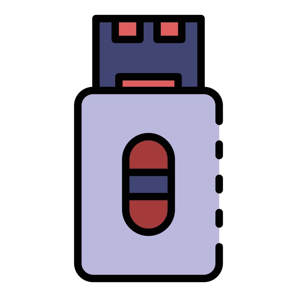 vector de contorno de color de icono de tarjeta usb